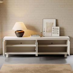 Modern White Freestanding TV Stand With Cabinets