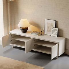 Modern White Freestanding TV Stand With Cabinets