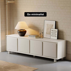 Modern White Freestanding TV Stand With Cabinets