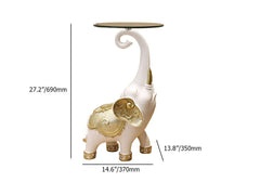 Modern White Glass Elephant Side Table With Gold Accents Dimensions