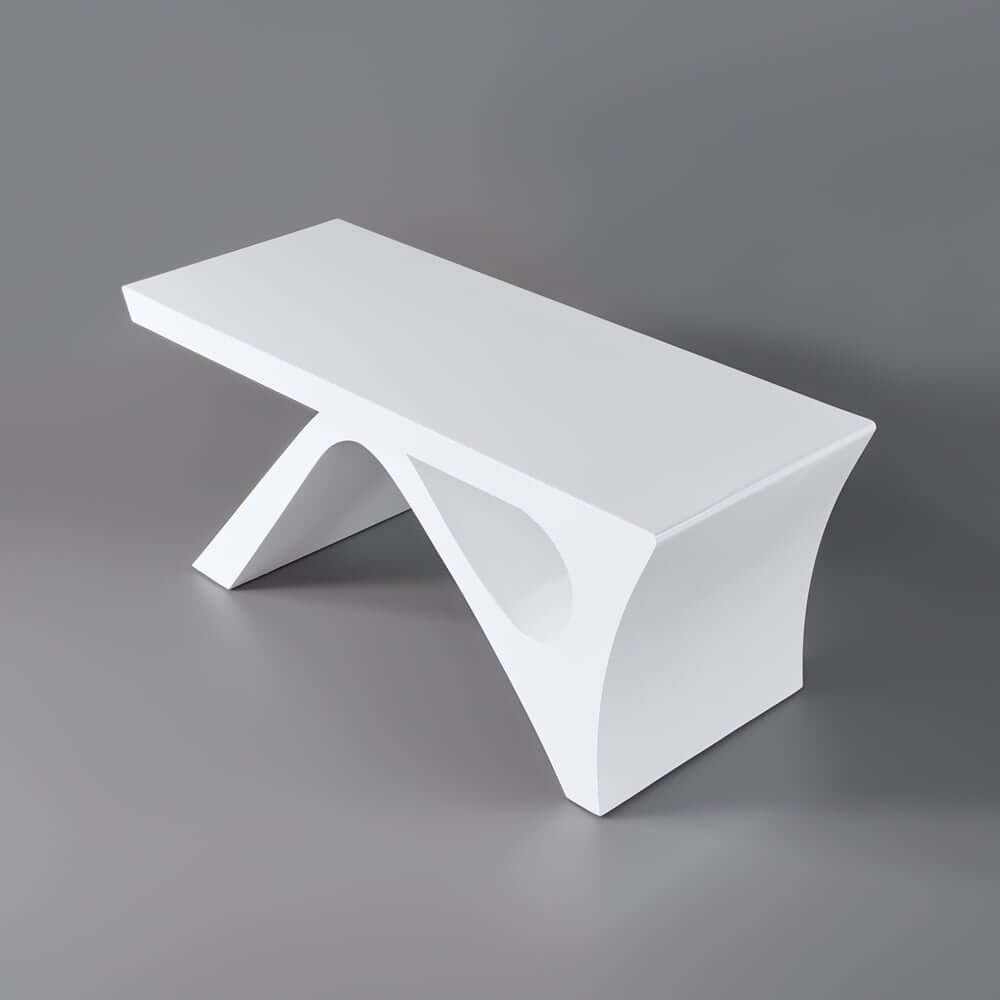 Modern White Glossy Writing Desk with Geometric Base