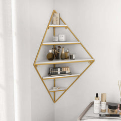 Modern White & Gold 5-Tier Wall-Mounted Corner Shelf