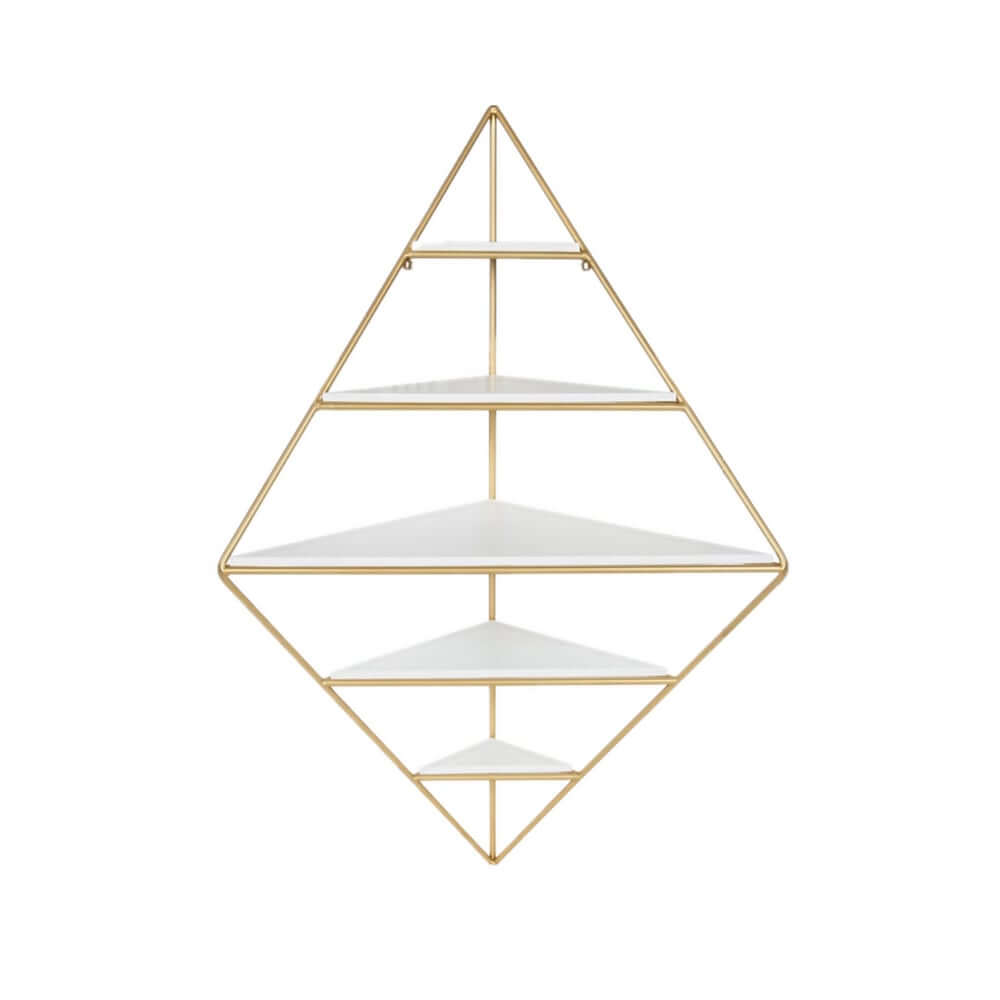 Modern White & Gold 5-Tier Wall-Mounted Corner Shelf