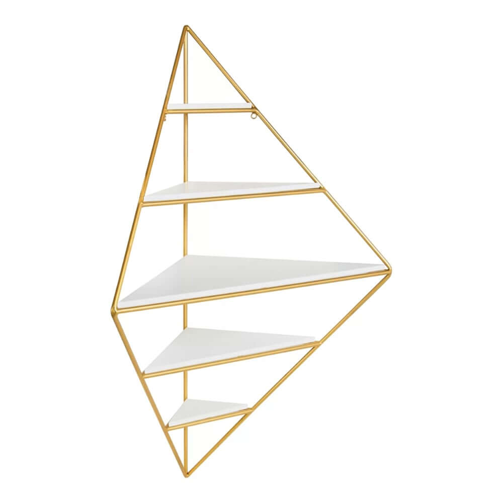 Modern White & Gold 5-Tier Wall-Mounted Corner Shelf