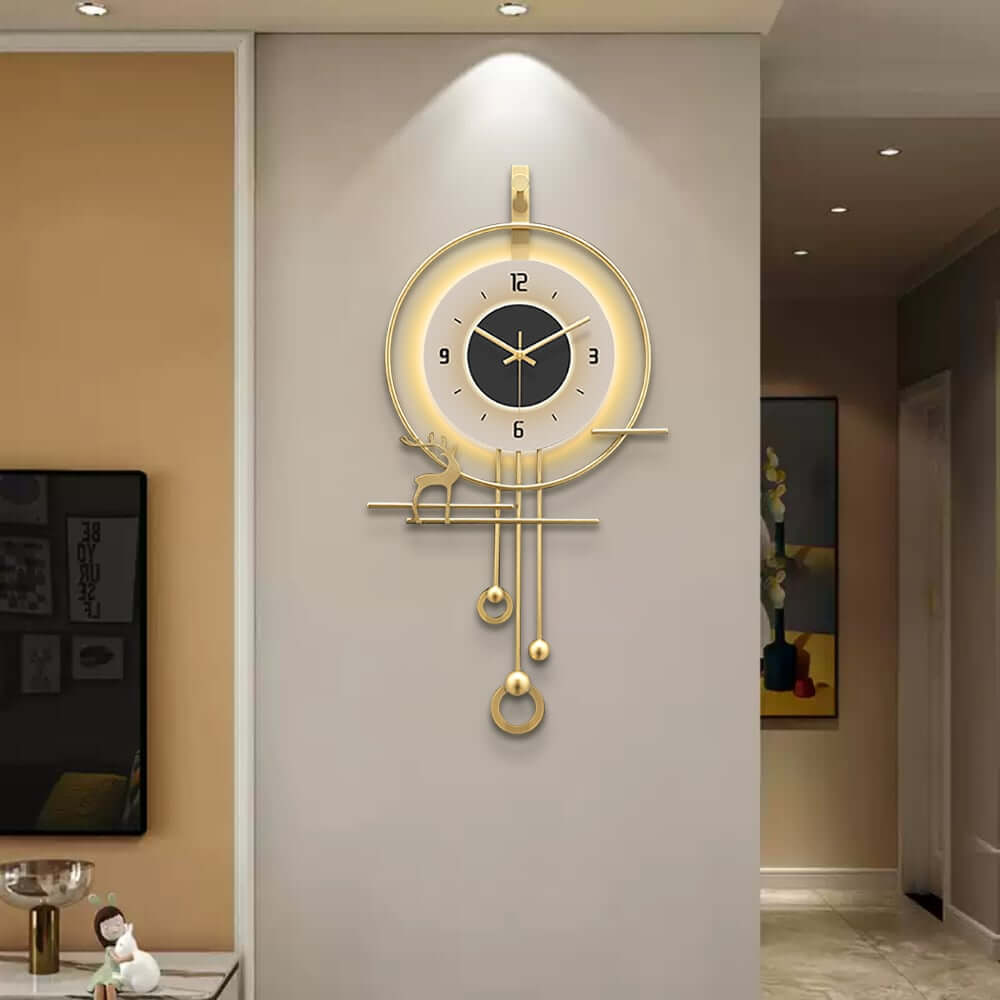 Modern White & Gold Iron Wall Clock with Geometric Design