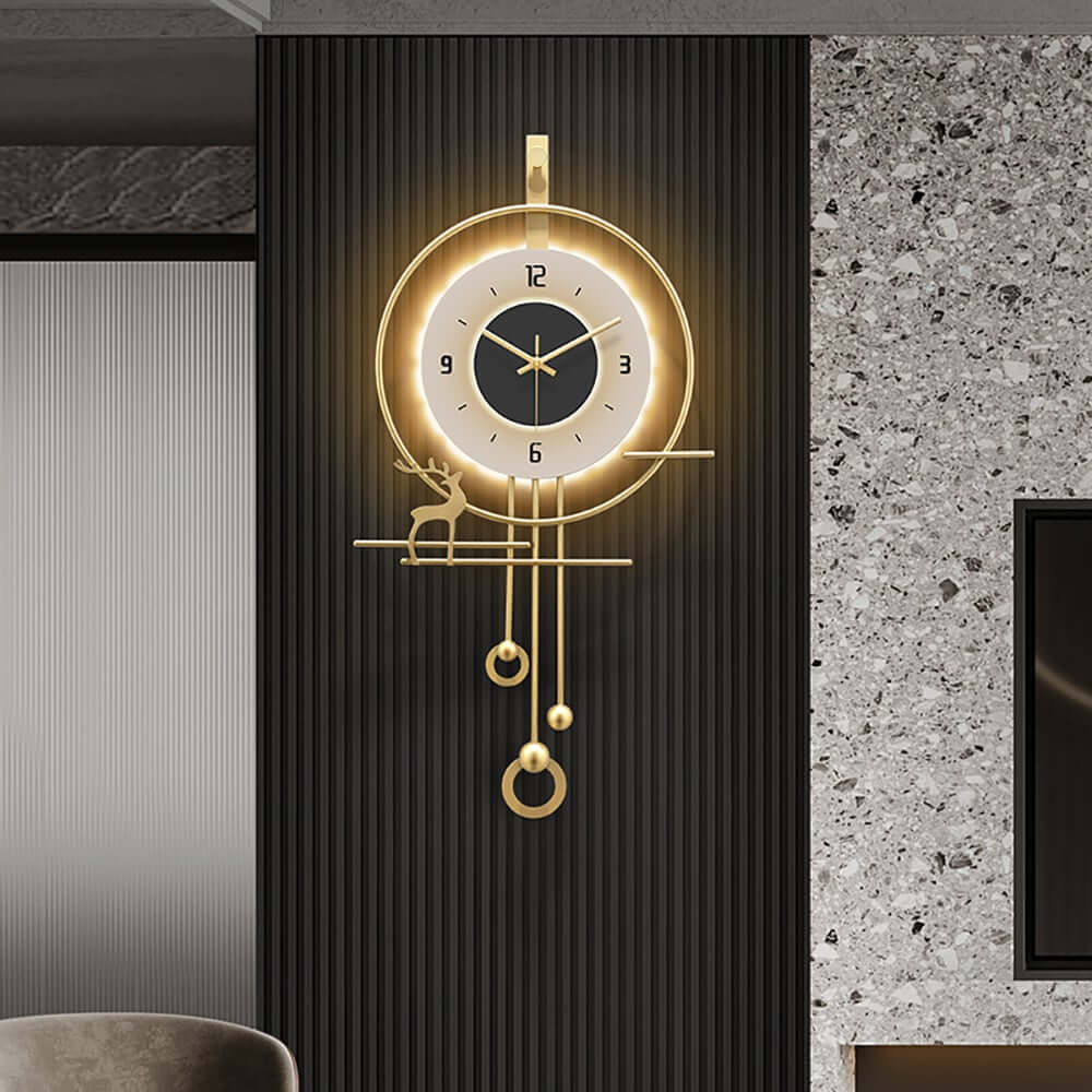 Modern White & Gold Iron Wall Clock with Geometric Design