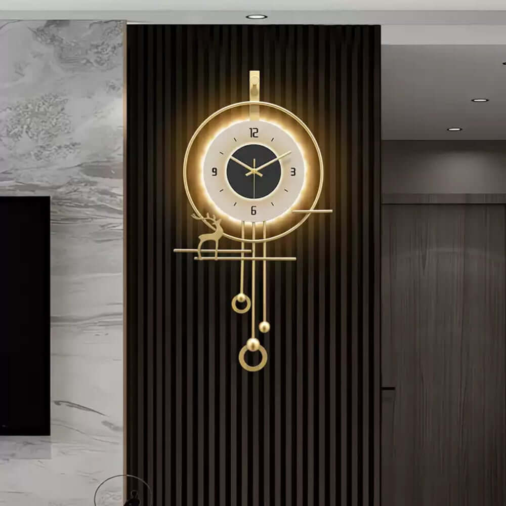 Modern White & Gold Iron Wall Clock with Geometric Design