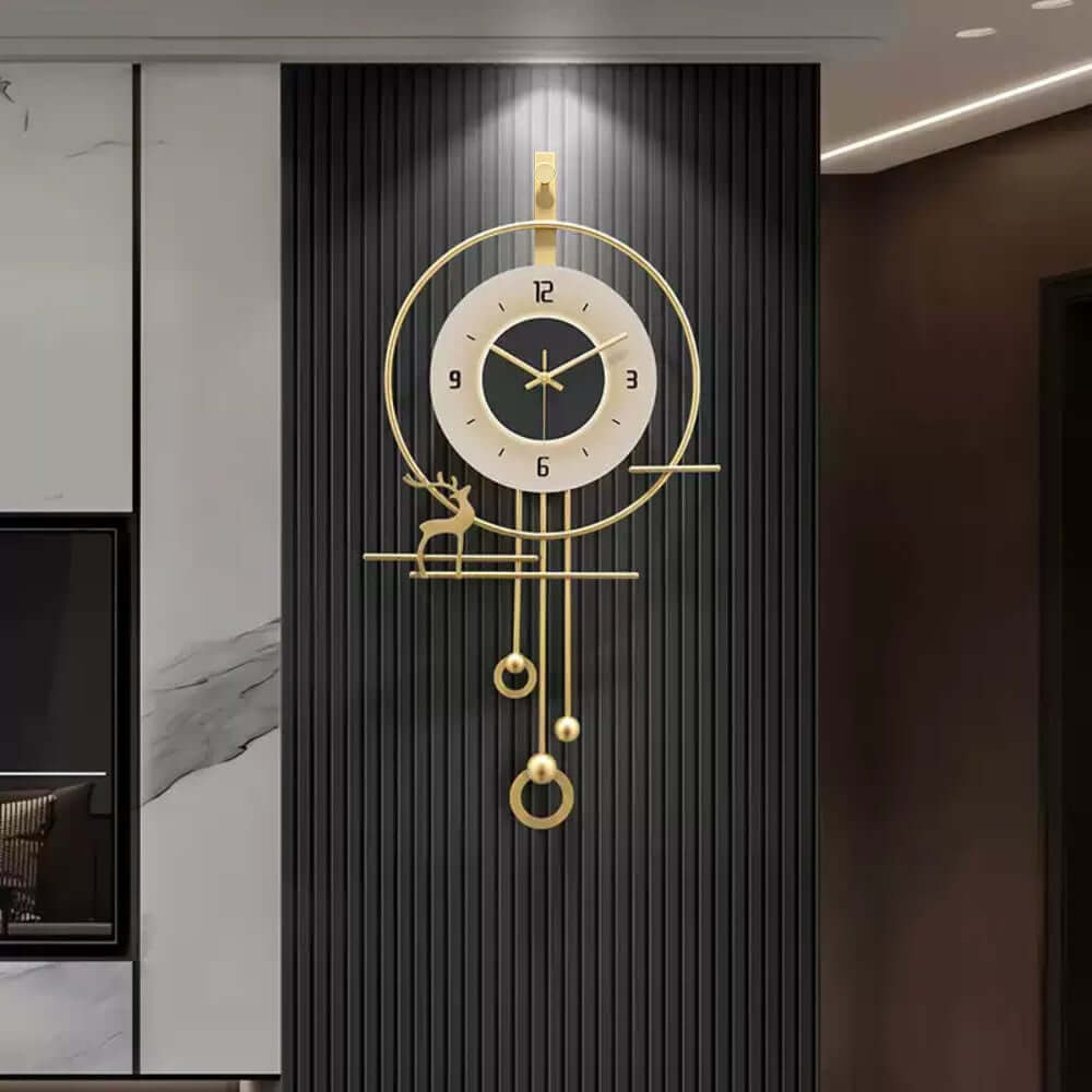 Modern White & Gold Iron Wall Clock with Geometric Design Main Product Image