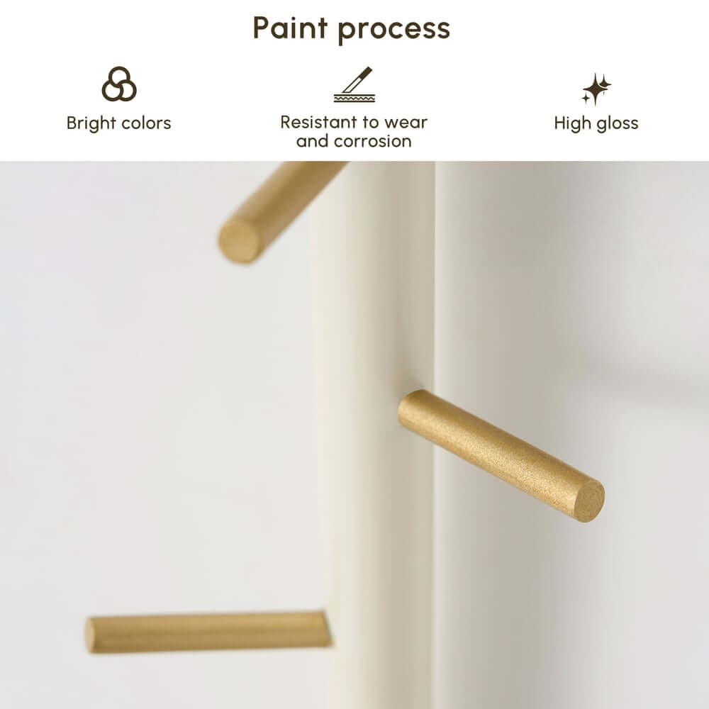 Modern White & Gold Metal Floating Garment Rack with Hooks