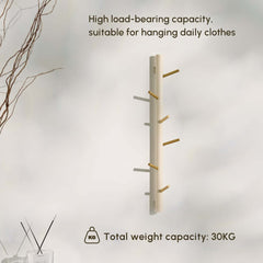 Modern White & Gold Metal Floating Garment Rack with Hooks