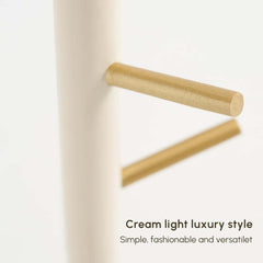 Modern White & Gold Metal Floating Garment Rack with Hooks