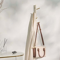 Modern White & Gold Metal Floating Garment Rack with Hooks