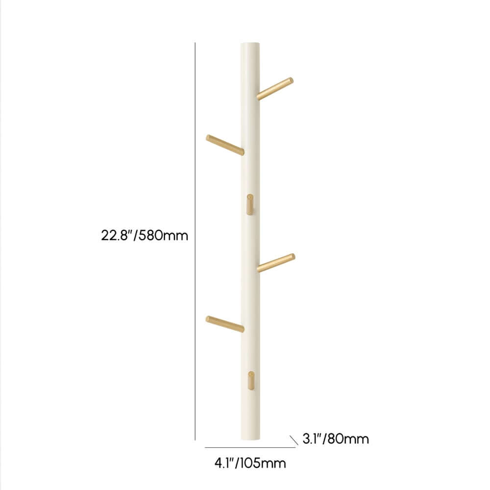 Modern White & Gold Metal Floating Garment Rack with Hooks Dimensions