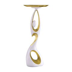 Modern White & Gold Resin Side Table With Tray Top
