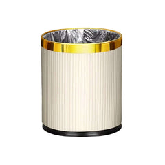 Modern White & Gold Round Trash Can with Removable Liner