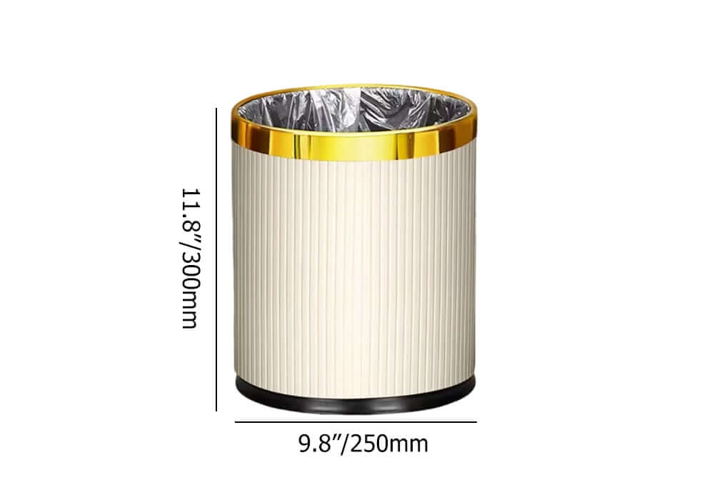 Modern White & Gold Round Trash Can with Removable Liner Dimensions