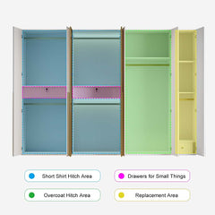 Modern White & Gold Wardrobe with LED Lighting and Glass Doors