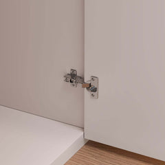 Modern White & Gold Wardrobe with LED Lighting and Glass Doors