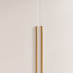 Modern White & Gold Wardrobe with LED Lighting and Glass Doors