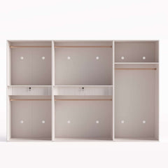 Modern White & Gold Wardrobe with LED Lighting and Glass Doors