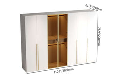 Modern White & Gold Wardrobe with LED Lighting and Glass Doors Dimensions