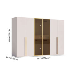 Modern White & Gold Wardrobe with LED Lighting and Glass Doors Dimensions