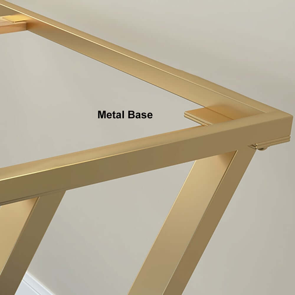 Modern White & Gold Writing Desk with Storage Drawer