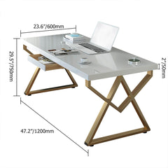Modern White & Gold Writing Desk with Storage Drawer Dimensions