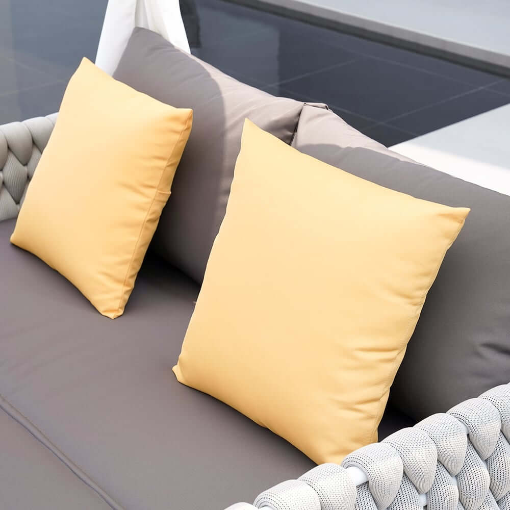 Modern White & Gray Outdoor Daybed with Canopy and Cushions