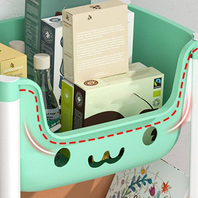 Modern White Kids Bookcase with Colorful Bins and Casters