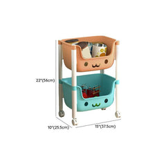 Modern White Kids Bookcase with Colorful Bins and Casters Dimensions