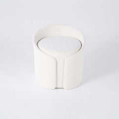 Modern White Lamb Wool Vanity Stool with Foam Seat