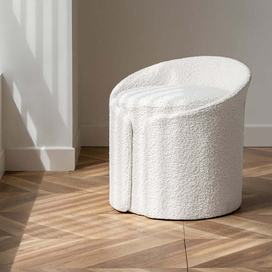 Modern White Lamb Wool Vanity Stool with Foam Seat Main Product Image