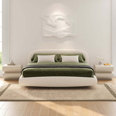 Modern White Leather Smart Nightstand with Wireless and USB-C Charging