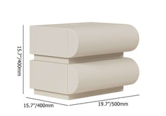 Modern White Leather Smart Nightstand with Wireless and USB-C Charging Dimensions