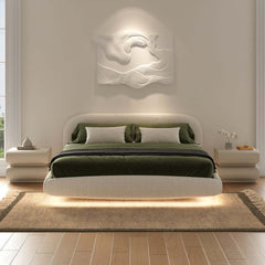 Modern White Leather Smart Nightstand with Wireless and USB-C Charging Main Product Image