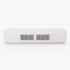 Modern White LED TV Stand For 70-79 Inch TVs, Slatted Design