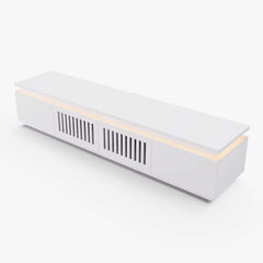 Modern White LED TV Stand For 70-79 Inch TVs, Slatted Design