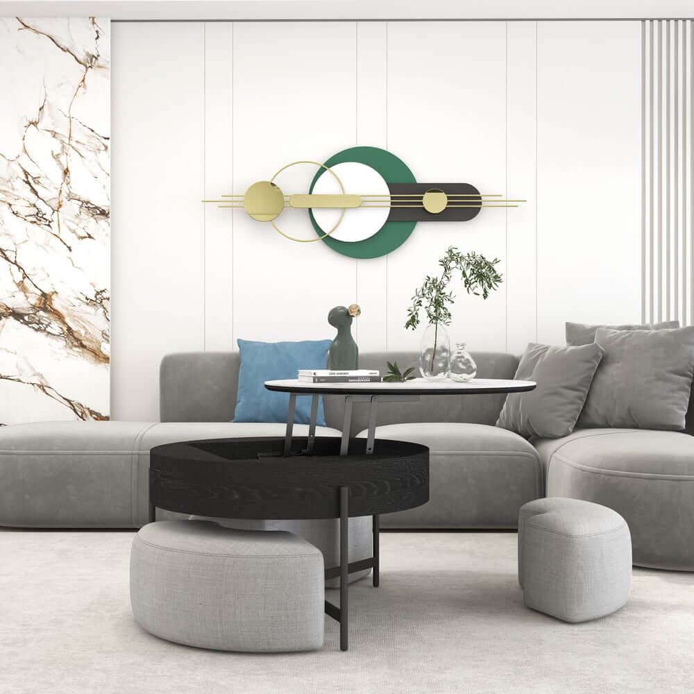 Modern White Lift-Top Coffee Table With Storage, Gold Base