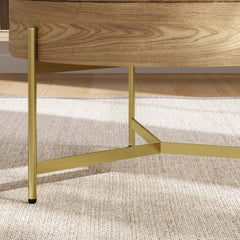 Modern White Lift-Top Coffee Table With Storage, Gold Base