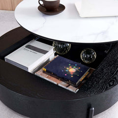 Modern White Lift-Top Coffee Table With Storage, Gold Base
