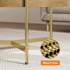 Modern White Lift-Top Coffee Table With Storage, Gold Base