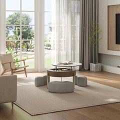 Modern White Lift-Top Coffee Table With Storage, Gold Base