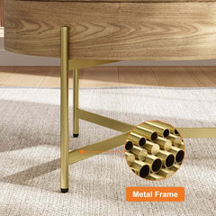 Modern White Lift-Top Coffee Table With Storage, Gold Base