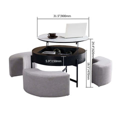 Modern White Lift-Top Coffee Table With Storage, Gold Base Dimensions