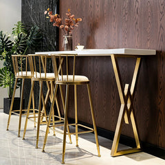 Modern White MDF Bar Counter With Gold Metal Base