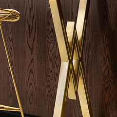 Modern White MDF Bar Counter With Gold Metal Base