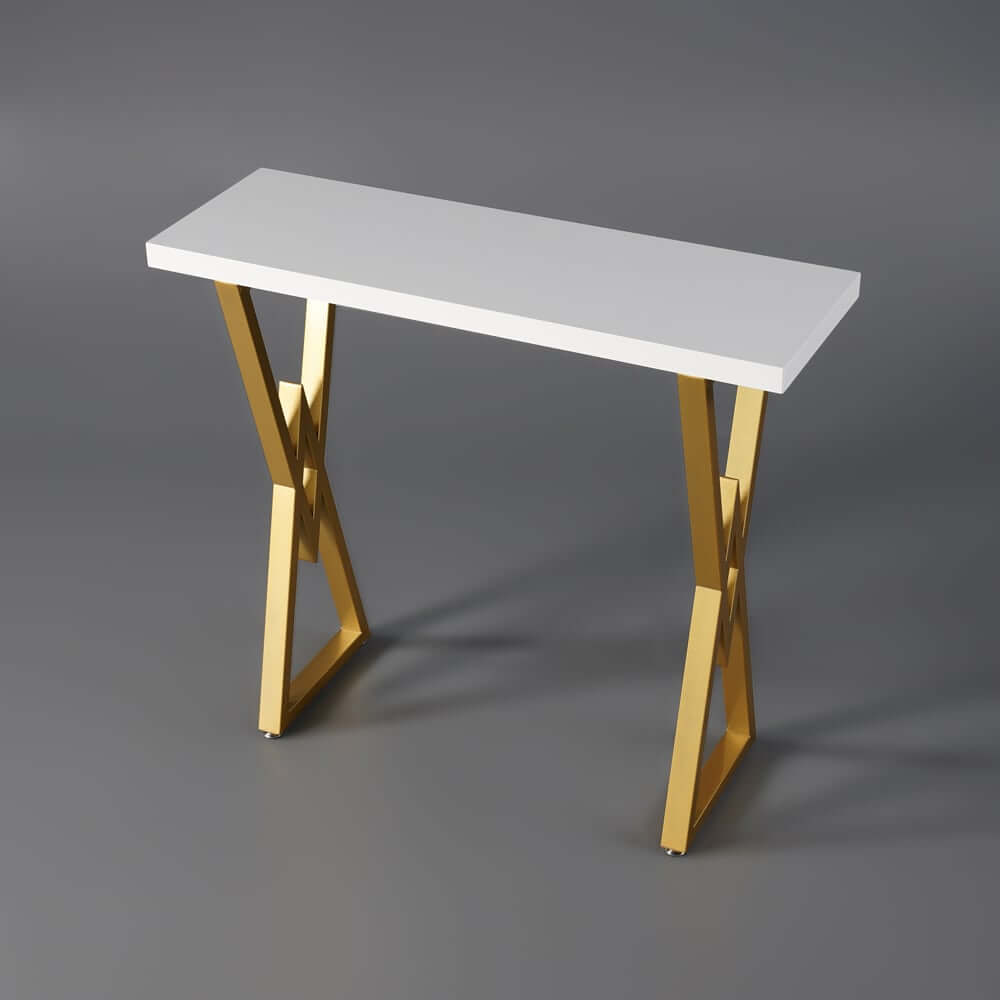 Modern White MDF Bar Counter With Gold Metal Base