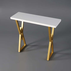 Modern White MDF Bar Counter With Gold Metal Base
