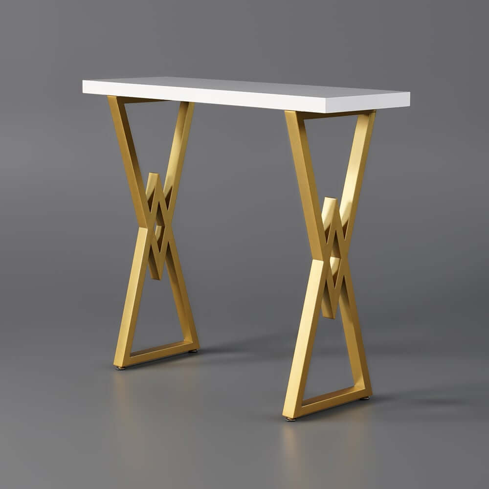 Modern White MDF Bar Counter With Gold Metal Base